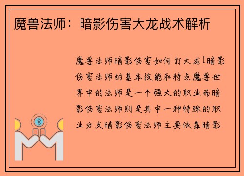 魔兽法师：暗影伤害大龙战术解析